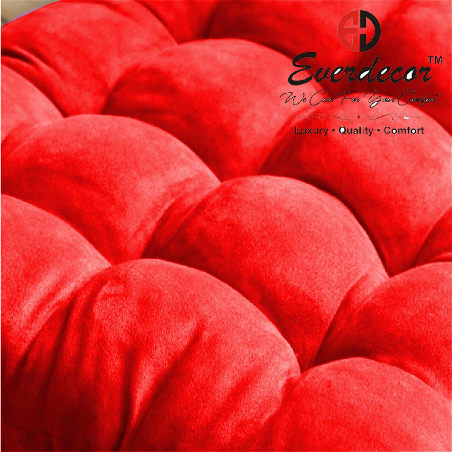 Image of EVERDECOR Polyester Fibre Chair Pad Pack of 1 Solid Rocking Chairpad Cushion