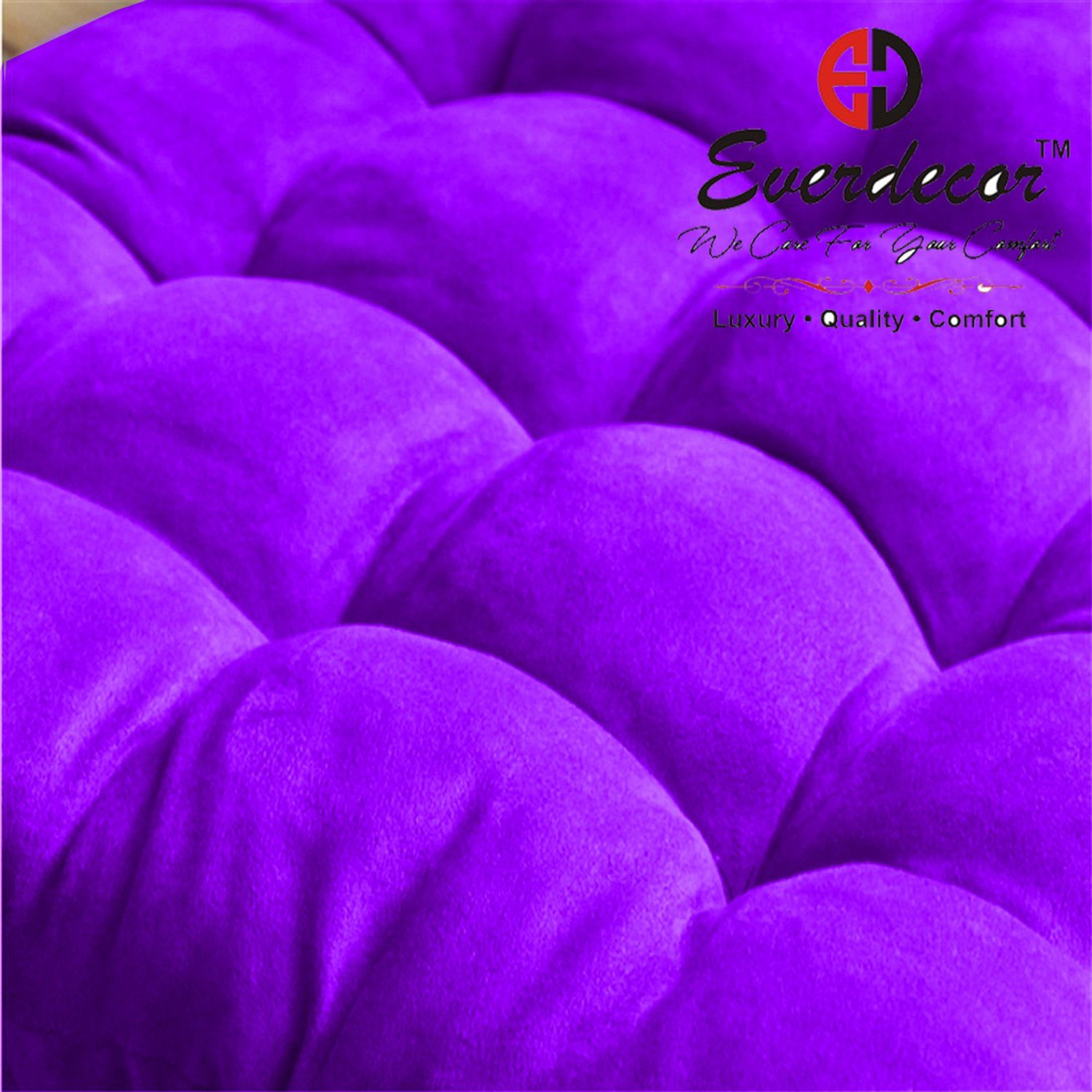 Image of EVERDECOR Polyester Fibre Chair Pad Pack of 1 Solid Rocking Chairpad Cushion (Purple)