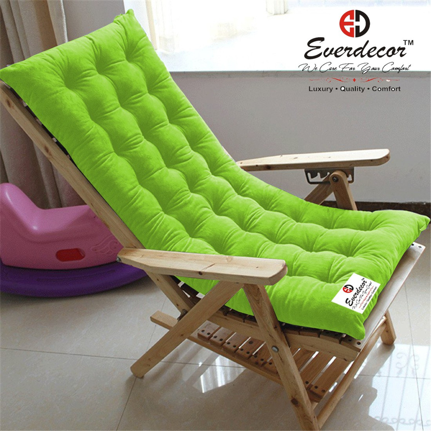 Image of EVERDECOR Polyester Fibre Chair Pad Pack of 1 Solid Rocking Chairpad Cushion