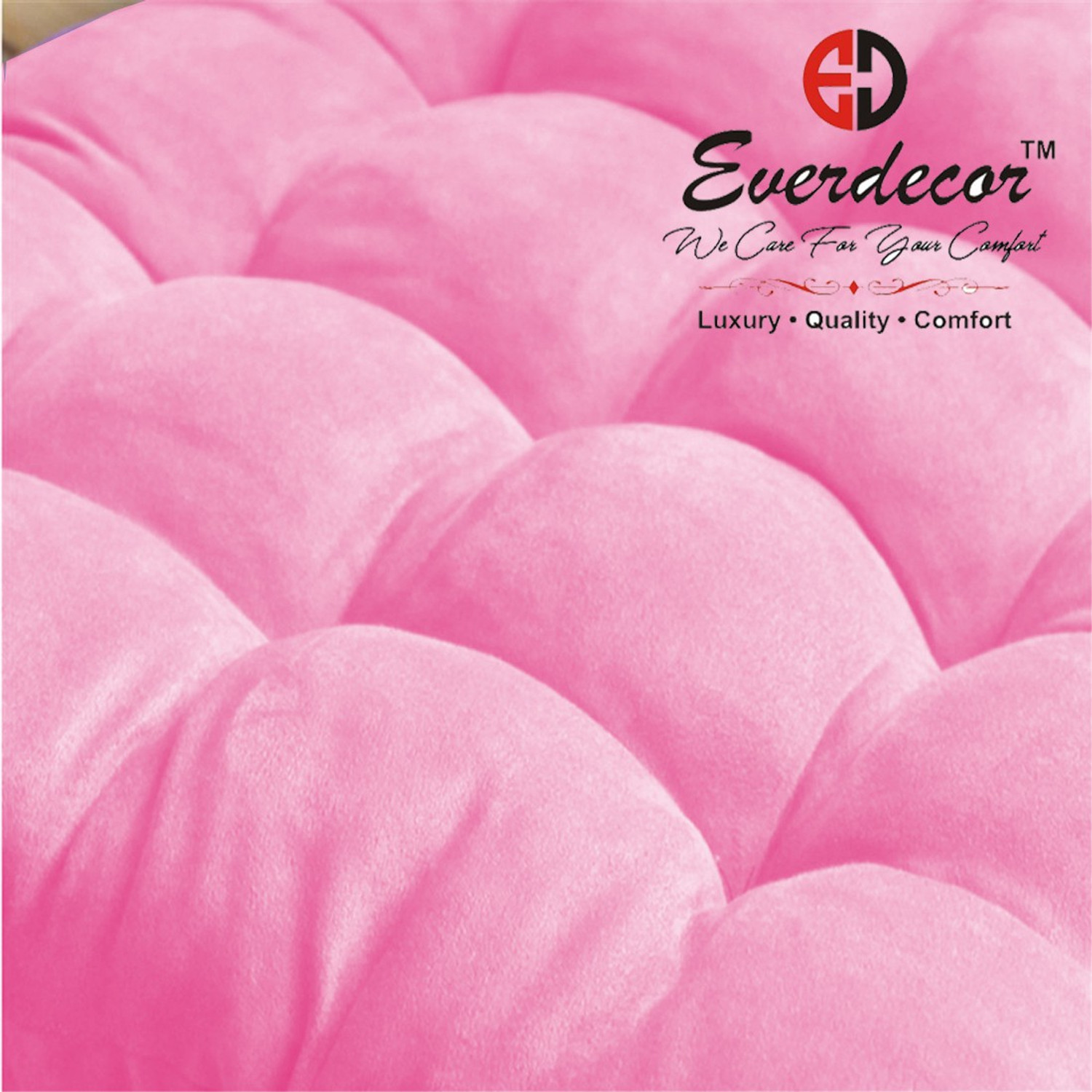 Image of EVERDECOR Polyester Fibre Chair Pad Pack of 1 Solid Rocking Chairpad Cushion (Pink)