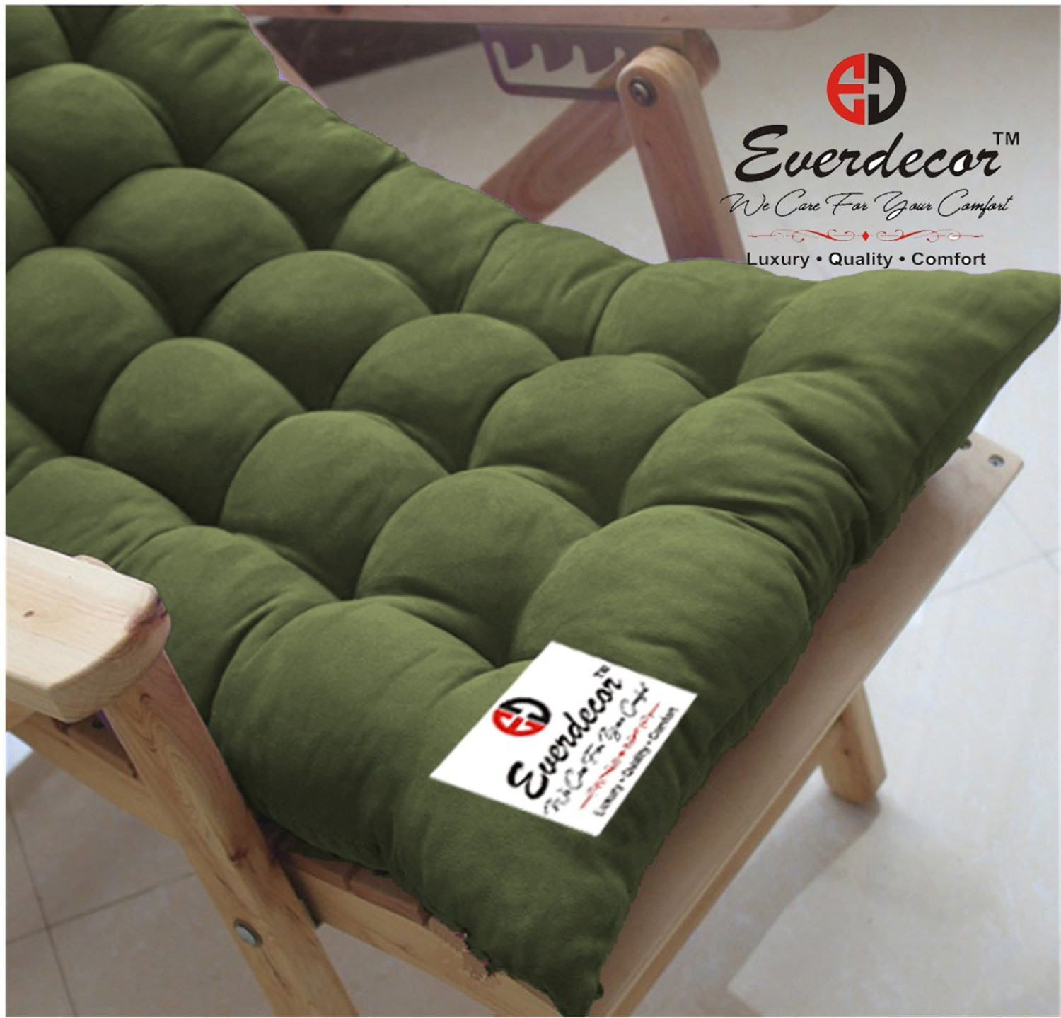 Image of EVERDECOR Polyester Fibre Chair Pad Pack of 1 Solid Rocking Chairpad Cushion