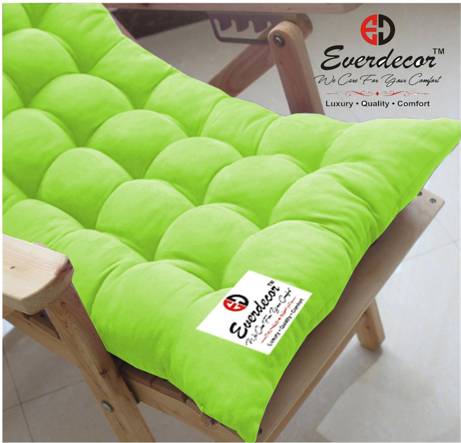 Image of EVERDECOR Polyester Fibre Chair Pad Pack of 1 Solid Rocking Chairpad Cushion