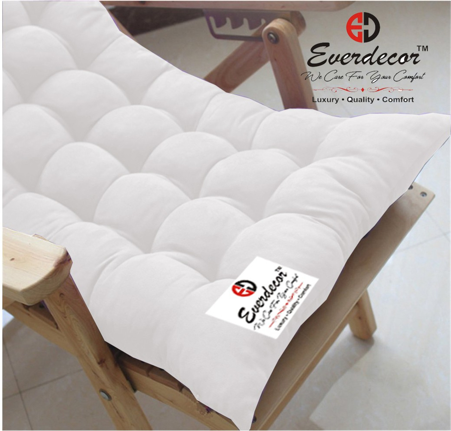 Image of EVERDECOR Polyester Fibre Chair Pad Pack of 1 Solid Rocking Chairpad Cushion