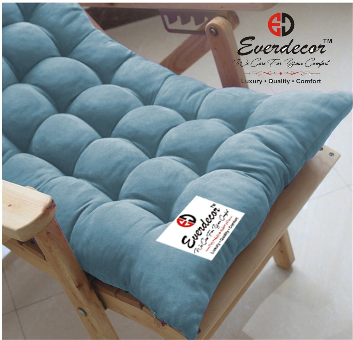 Image of EVERDECOR Polyester Fibre Chair Pad Pack of 1 Solid Rocking Chairpad Cushion