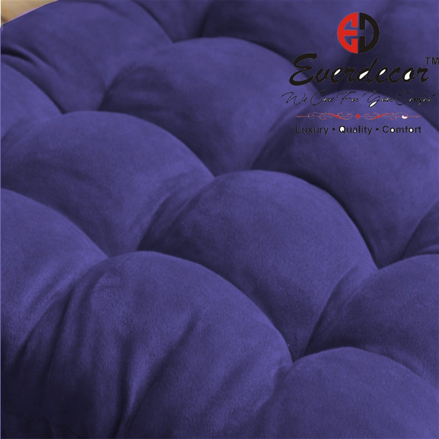 Image of EVERDECOR Polyester Fibre Chair Pad Pack of 1 Solid Rocking Chairpad Cushion