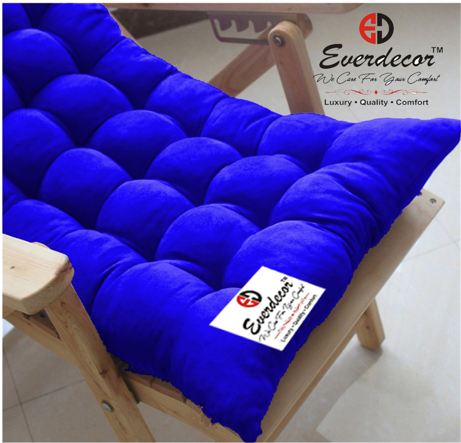 Image of EVERDECOR Polyester Fibre Chair Pad Pack of 1 Solid Rocking Chairpad Cushion