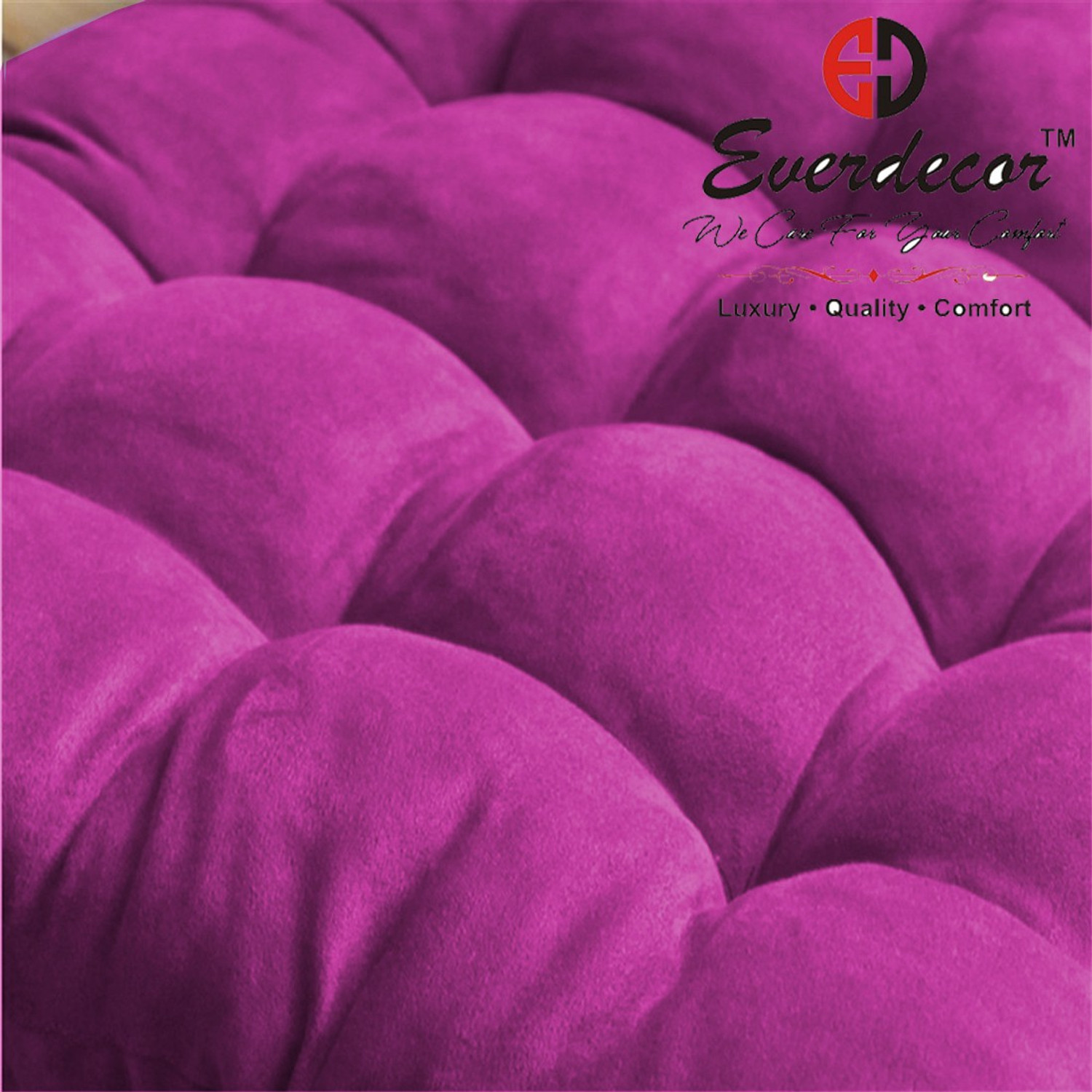 Image of EVERDECOR Polyester Fibre Chair Pad Pack of 1 Solid Rocking Chairpad Cushion (wine)