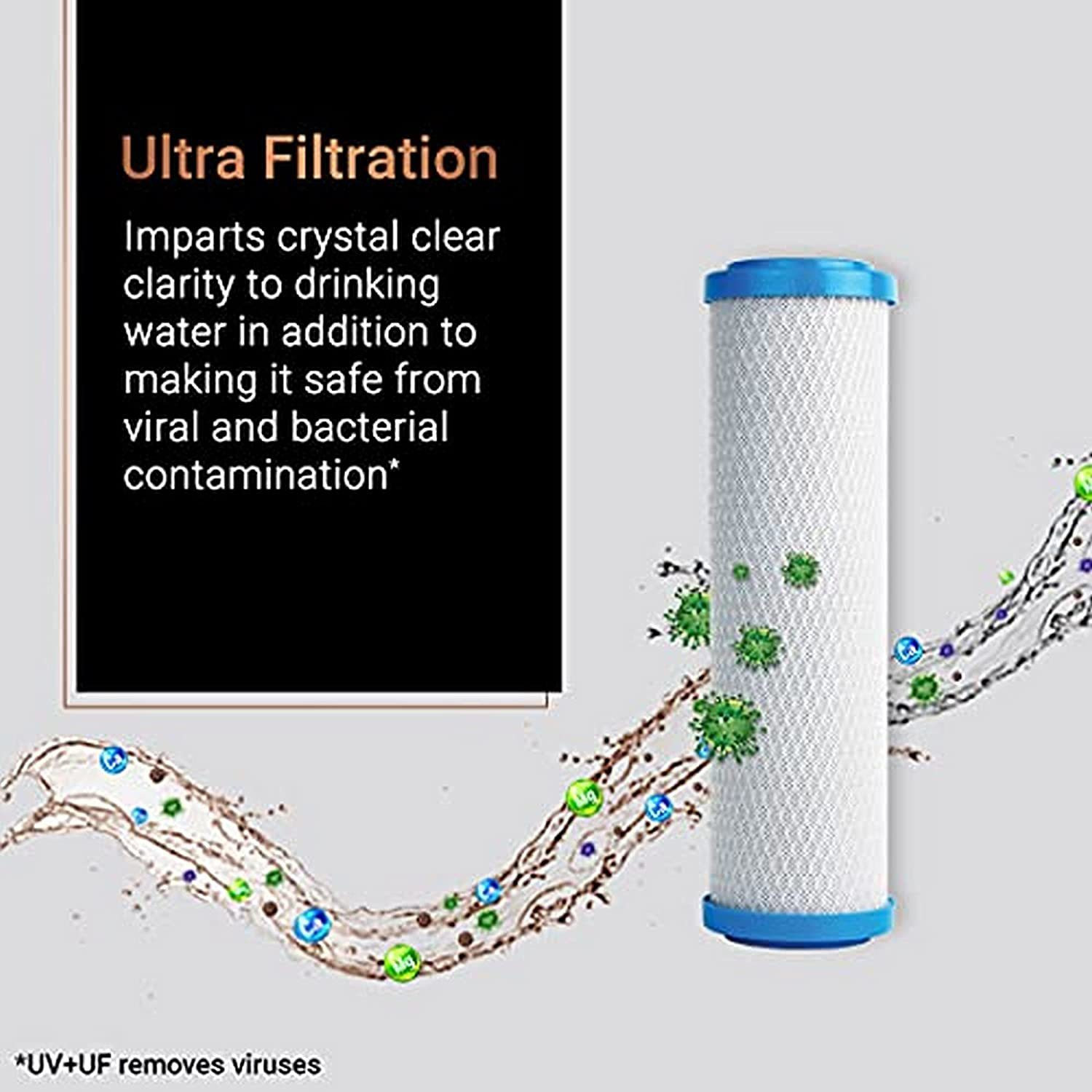 Image of Aquaguard Aura 7 L RO + UV + UF + MTDS Water Purifier with Active Copper Tech | 10-Stage Purification | Taste Adjuster | Suitable for all - Borewell, Tanker, Municipality Water