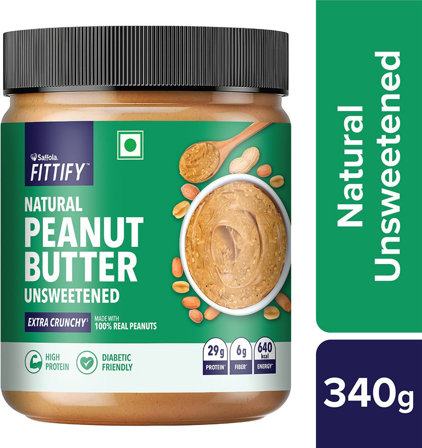 Saffola Fittify Natural Peanut Butter Unsweetened Extra Crunchy - Price ...