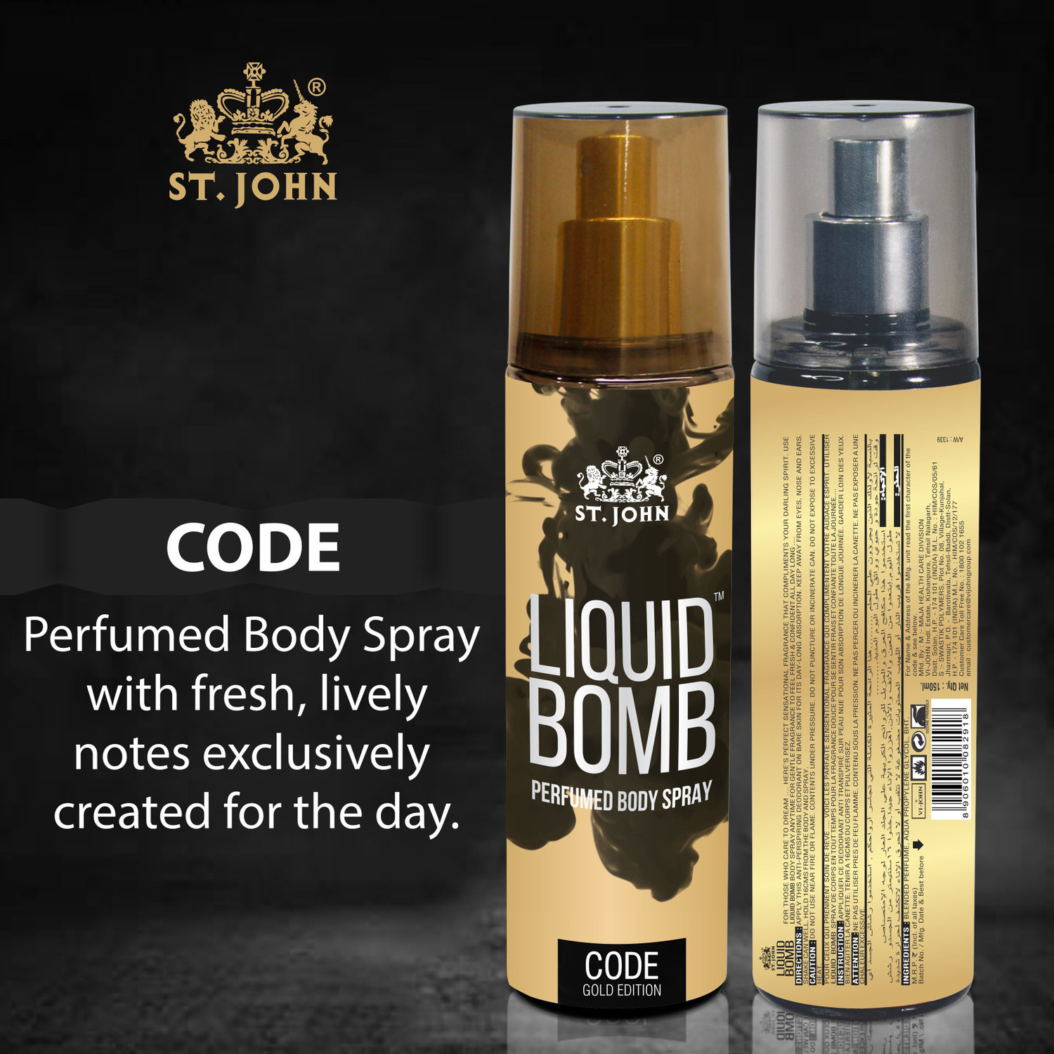 Image of ST-JOHN LIQUID BOBM INTENSE 150ML & LIQUID BOMB CODE 150ML PERFUME BODY SPRAY(PACK OF 2) Perfume Body Spray - For Men & Women