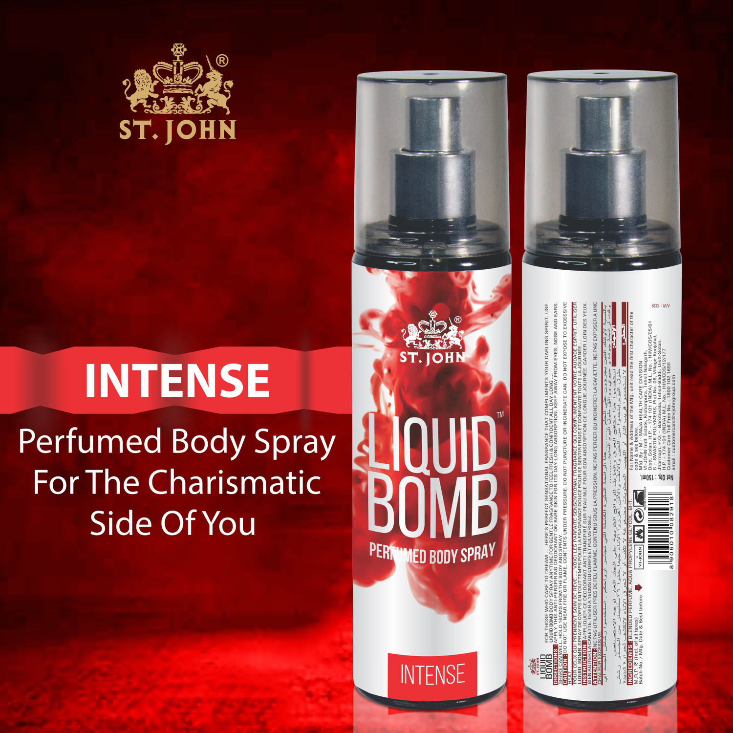 Image of ST-JOHN LIQUID BOBM INTENSE 150ML & LIQUID BOMB CODE 150ML PERFUME BODY SPRAY(PACK OF 2) Perfume Body Spray - For Men & Women