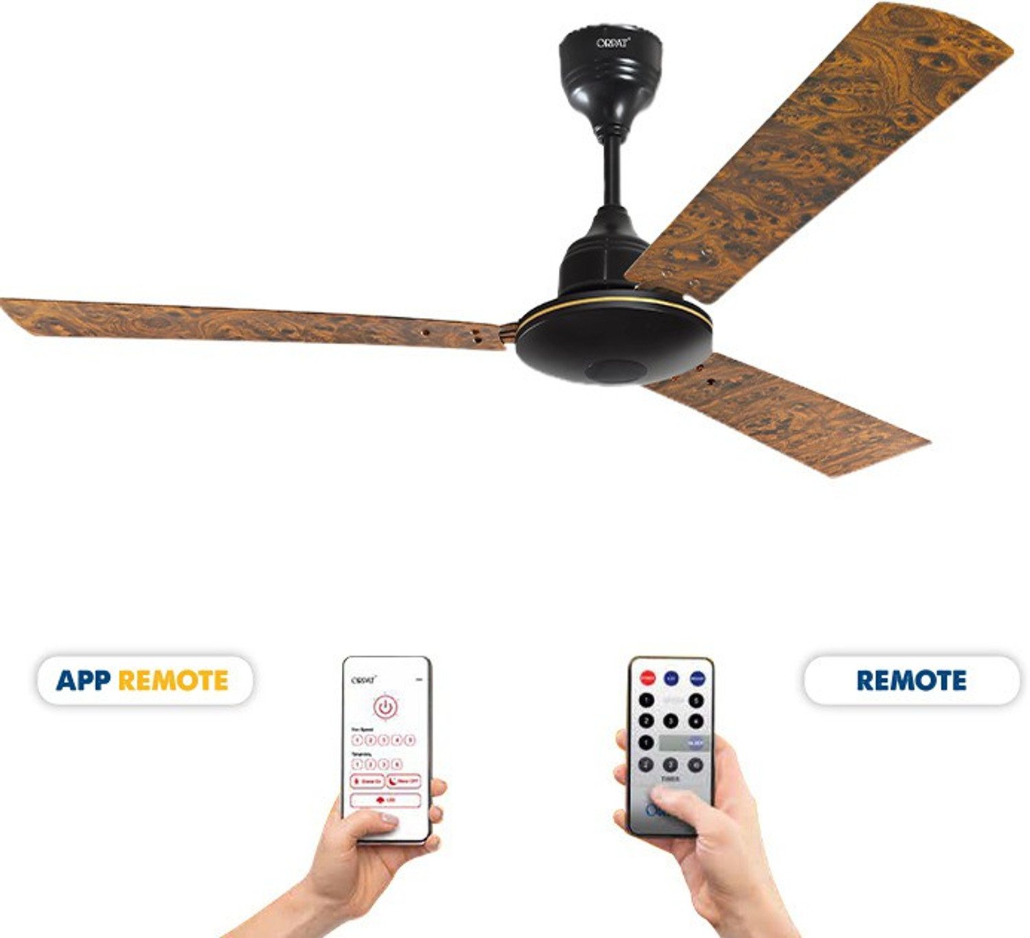 Image of ORPAT BLDC Ceiling Fan - Moneysaver Plus - 28W - ONYX With Remote & App Remote Anti Dust 1200 mm Ceiling Fan