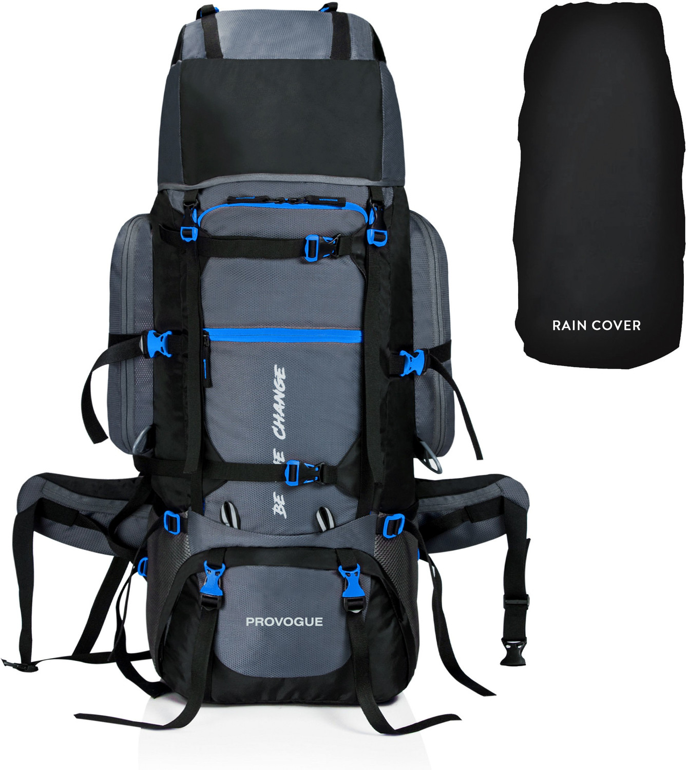 PROVOGUE 80 Ltr Trekking Bag Hiking Backpack Travel Backpack with Raincover Rucksack 80 L Grey Blue Price History