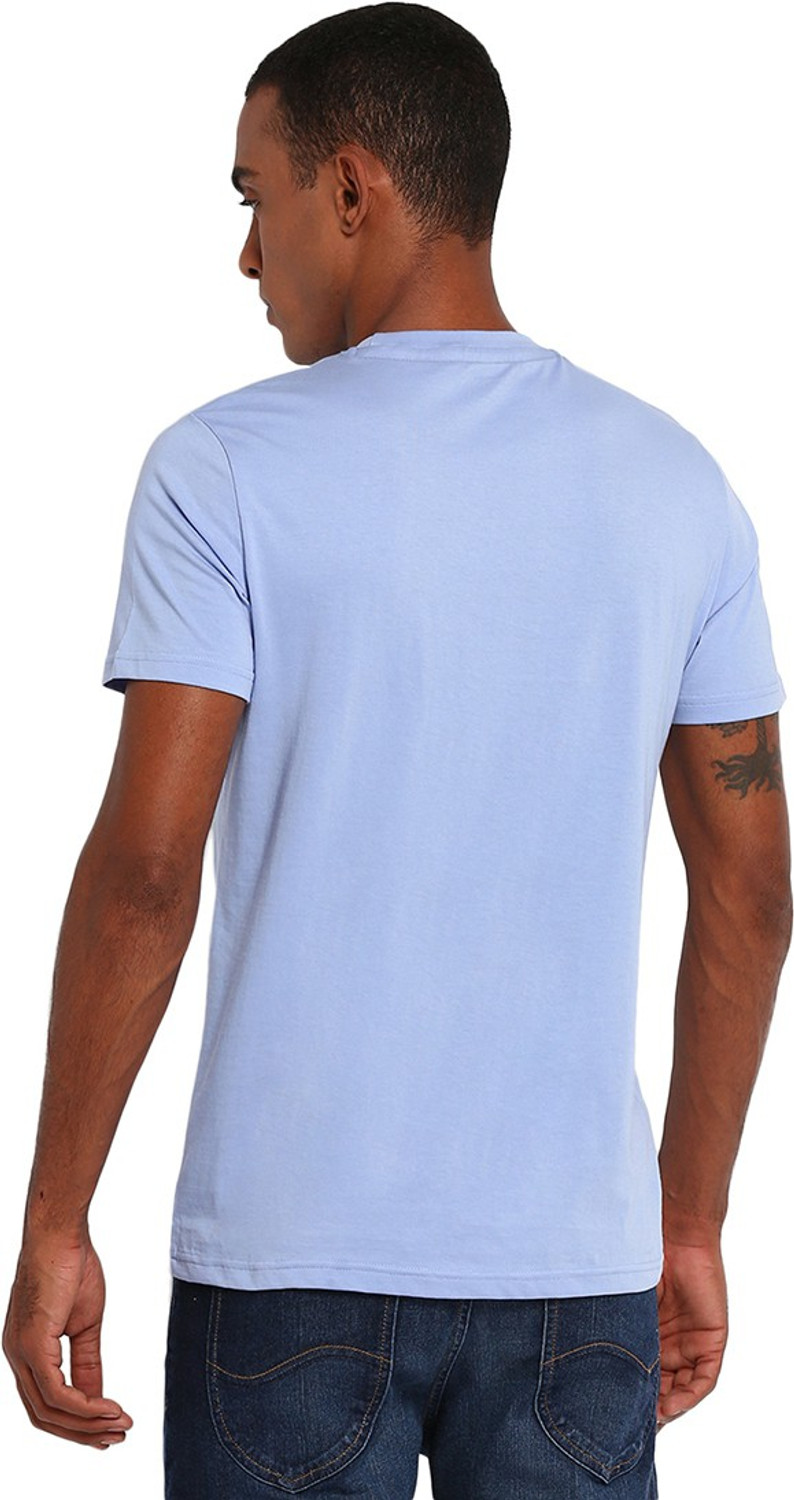 Image of LEE Striped Men Round Neck Blue T-Shirt