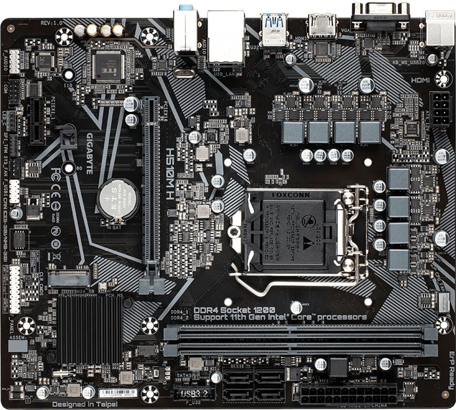 Image of GIGABYTE H510M H Ultra Durable with 6+2 Phases Digital VRM, PCIe 4.0* Design LGA 1200Socket Micro-ATX Intel H410 Chipset DDR4 Motherboard for Desktop