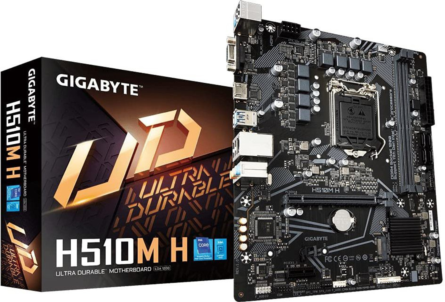 Image of GIGABYTE H510M H Ultra Durable with 6+2 Phases Digital VRM, PCIe 4.0* Design LGA 1200Socket Micro-ATX Intel H410 Chipset DDR4 Motherboard for Desktop