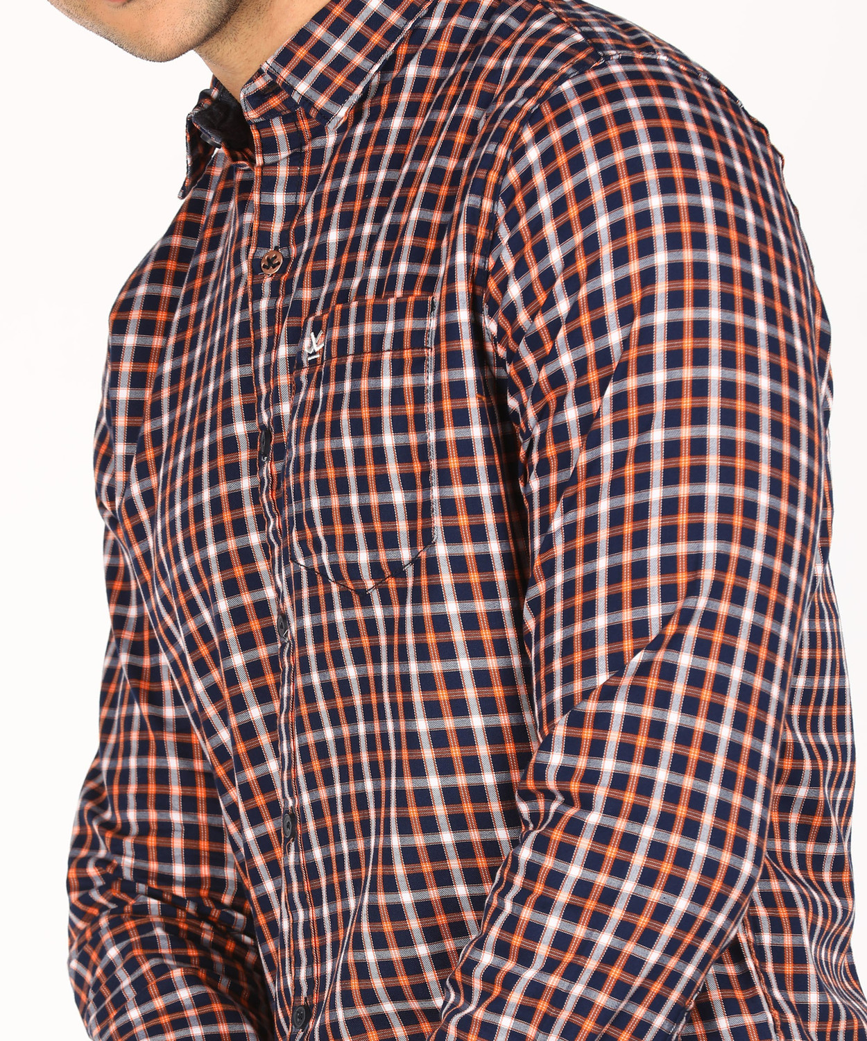 Image of WROGN Men Checkered Casual Blue Shirt
