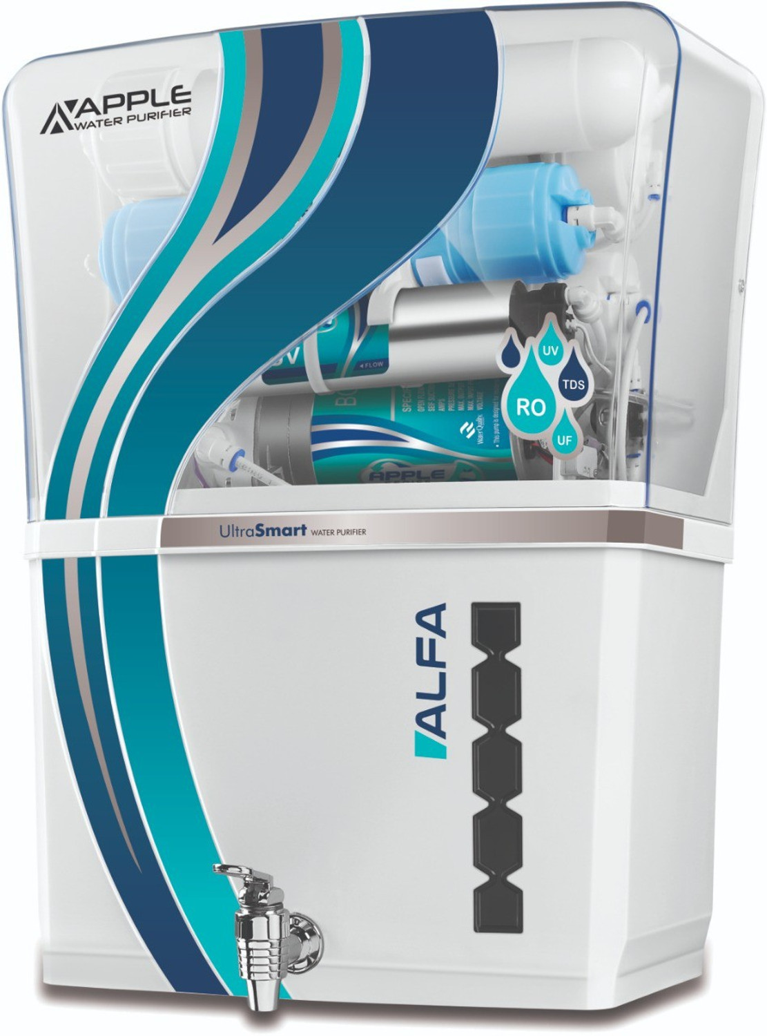 Image of Aqua Fresh ALFA HT MINERAL RO+UV+UF+TDS+Mineral FULLY AUTOMATIC ELECTRICAL BOREWELL 1500TDS 12 L RO + UV + UF + TDS Water Purifier