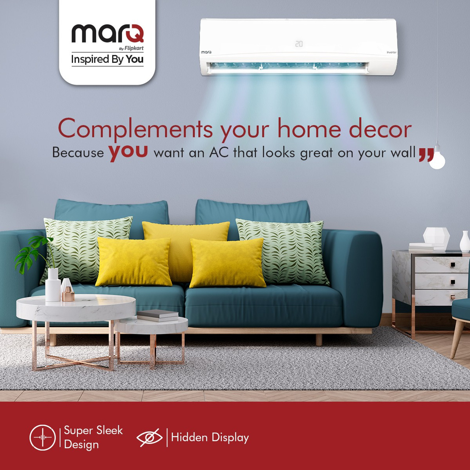 Image of MarQ by Flipkart 2022 Model 1.2 Ton 3 Star Split Inverter AC