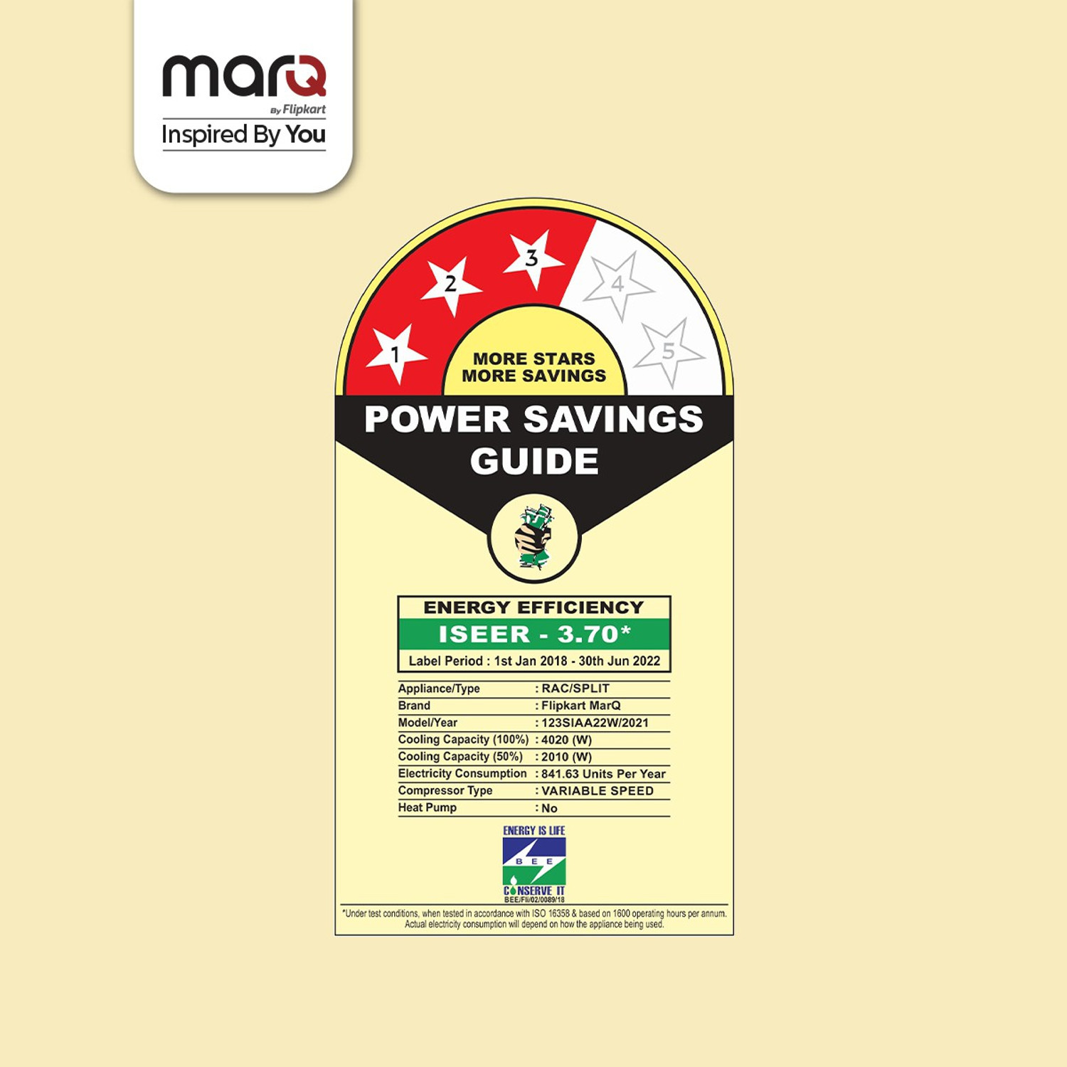 Image of MarQ by Flipkart 2022 Model 1.2 Ton 3 Star Split Inverter AC