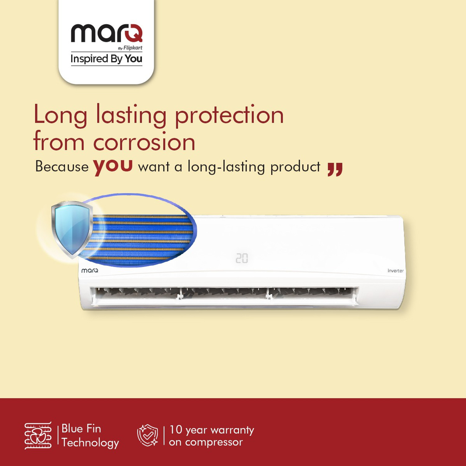 Image of MarQ by Flipkart 2022 Model 1.2 Ton 3 Star Split Inverter AC