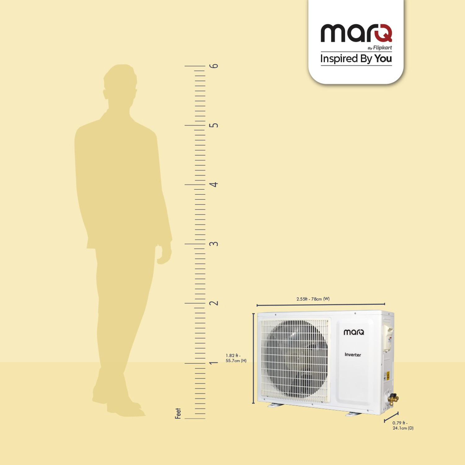 Image of MarQ by Flipkart 2022 Model 1.2 Ton 3 Star Split Inverter AC