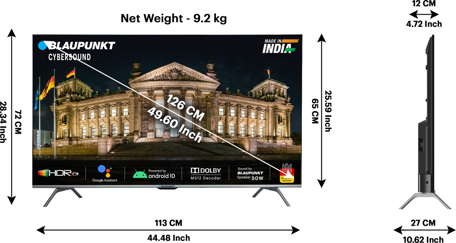 Image of Blaupunkt Cybersound 126 cm (50 inch) Ultra HD (4K) LED Smart Android TV with Dolby MS12 & 60W Speakers