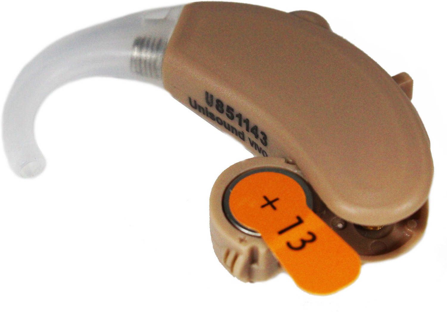 Image of Unisound VIVO111 Ear Amplifier Device German Made With 1 Year Warranty Hearing Aid machine for ear- Vivo 111(New)- Behind The Ear Model- with Hearing Aid Battery- P13- Pack Of 6 Behind the ear Hearing Aid (Beige)