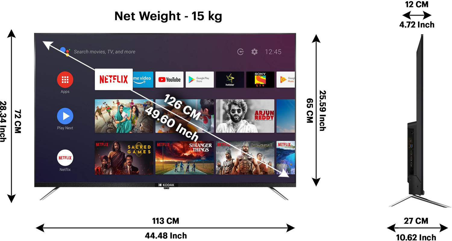 Image of KODAK CA Series 126 cm (50 inch) Ultra HD (4K) LED Smart Android TV with Dolby Digital Plus & DTS TruSurround (50CA7077)