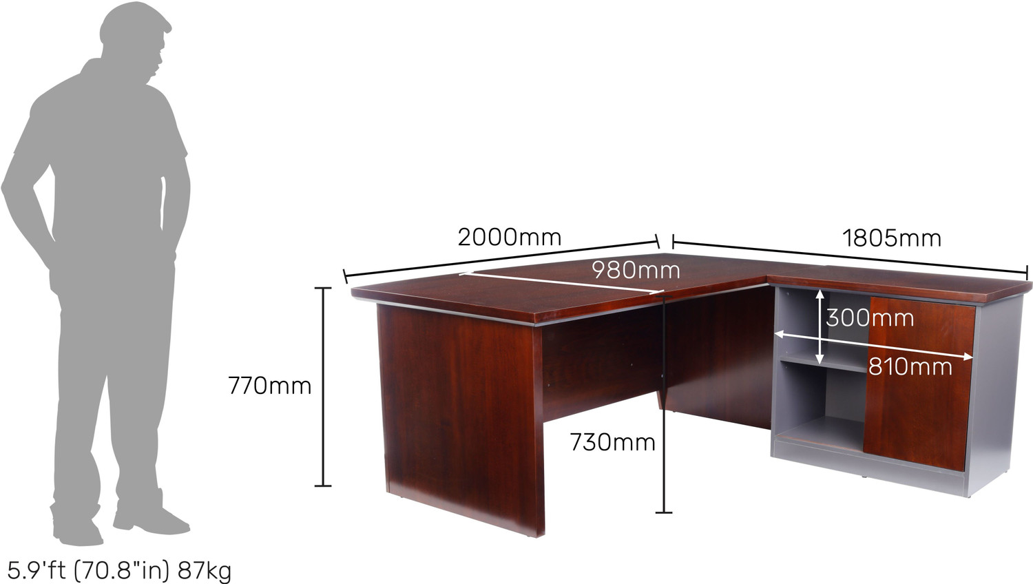 Durian Engineered Wood Office Table (Free Standing, Finish Color