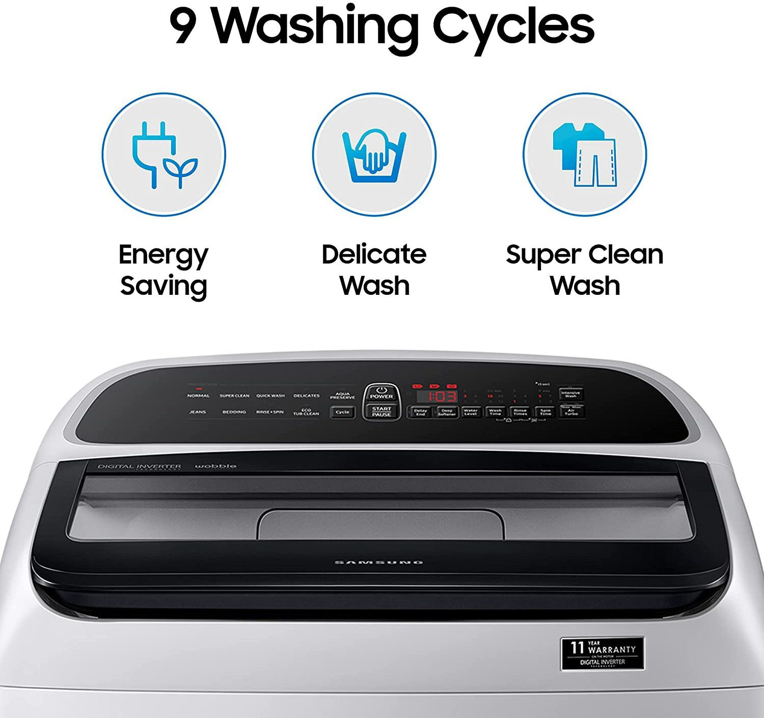 Image of Samsung 10 kg 5 Star With Wobble Technology and Digital Inverter Fully Automatic Top Load Washing Machine Grey