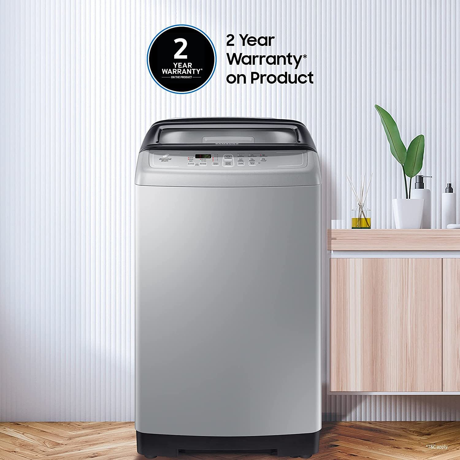 Image of Samsung 6.5 kg Diamond Drum feature Fully Automatic Top Load Washing Machine Silver