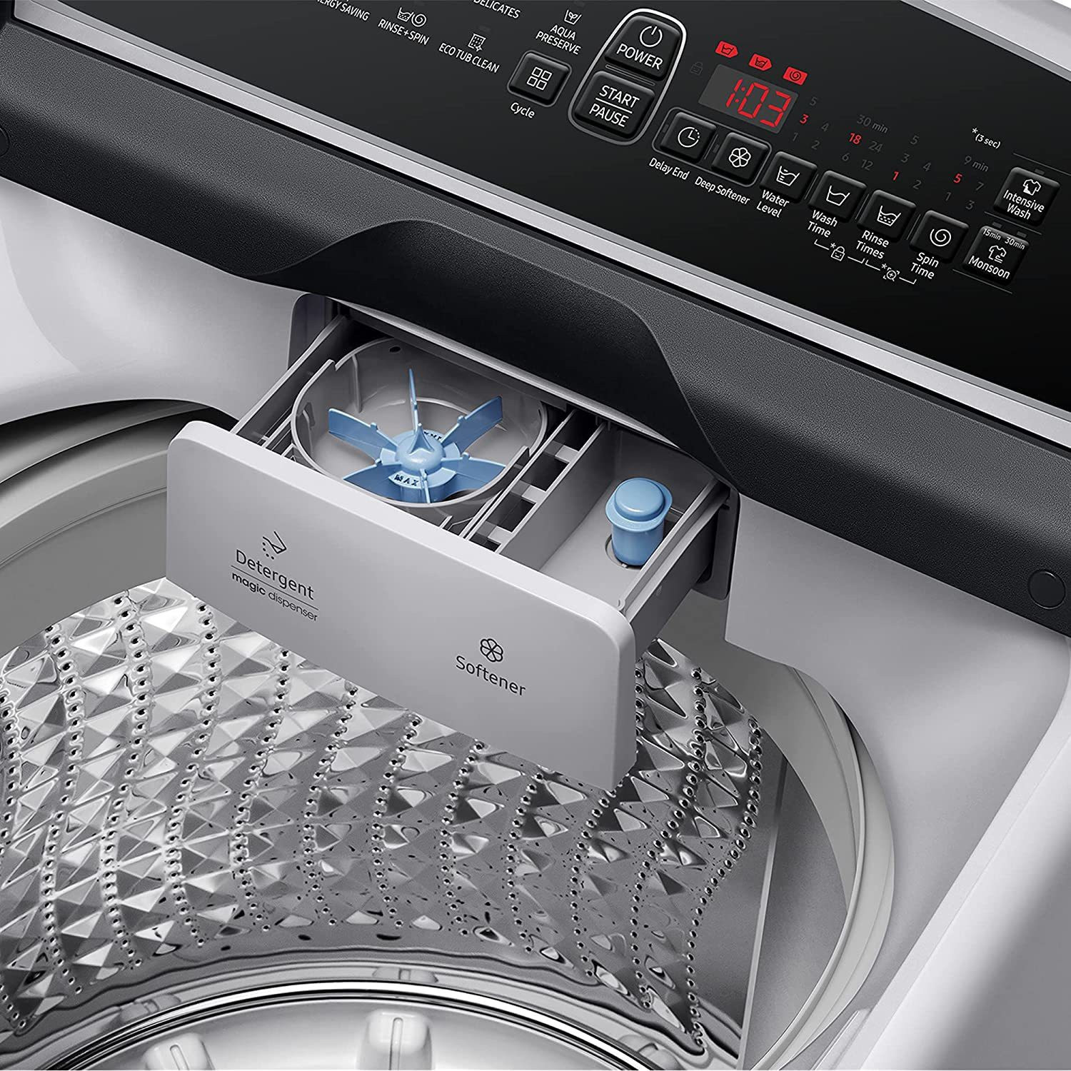 Image of Samsung 10 kg 5 Star With Wobble Technology and Digital Inverter Fully Automatic Top Load Washing Machine Grey
