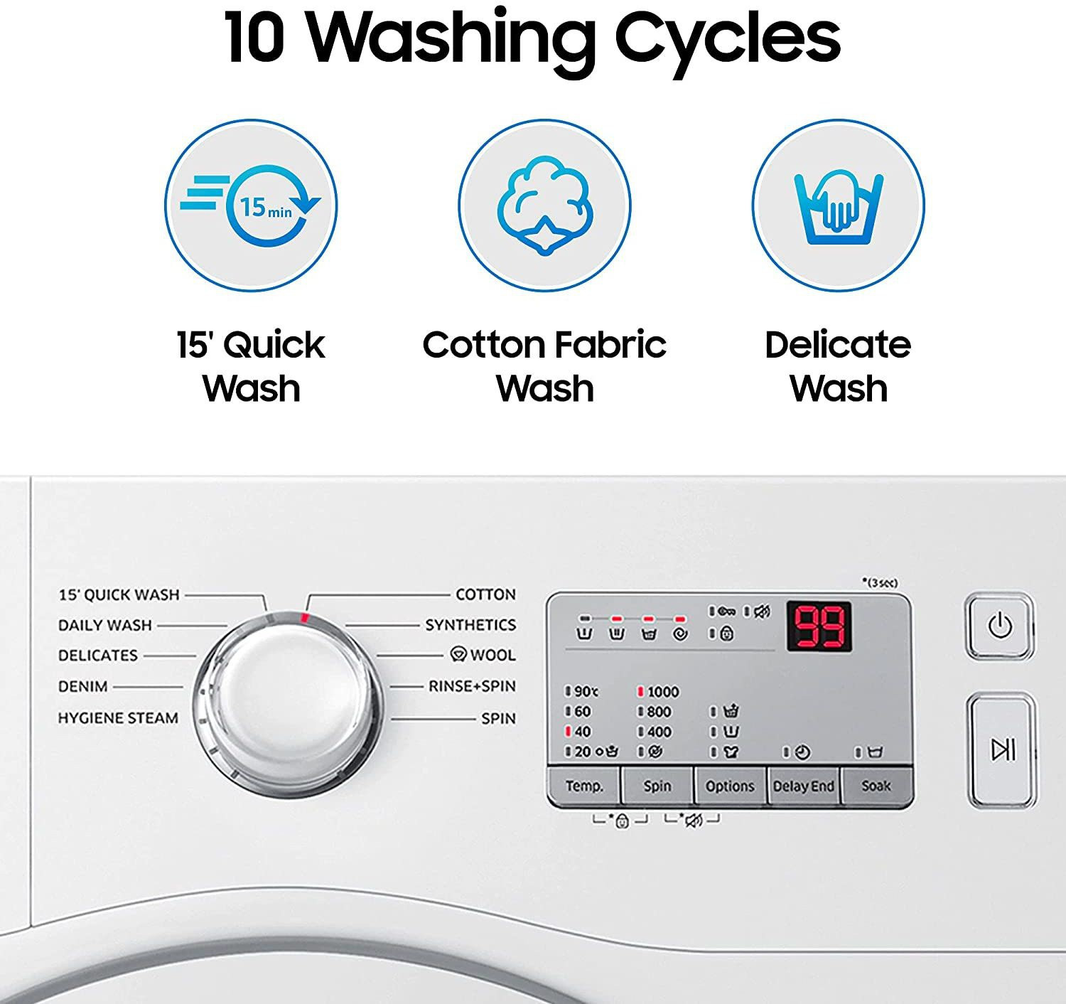 Image of Samsung 6 kg Inverter 5 Star Hygiene Steam Fully Automatic Front Load Washing Machine with In-built Heater White