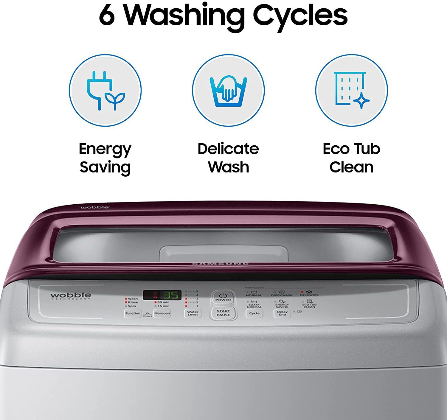 Image of Samsung 7.5 kg Wobble Technology with Diamond Drum Fully Automatic Top Load Washing Machine Silver