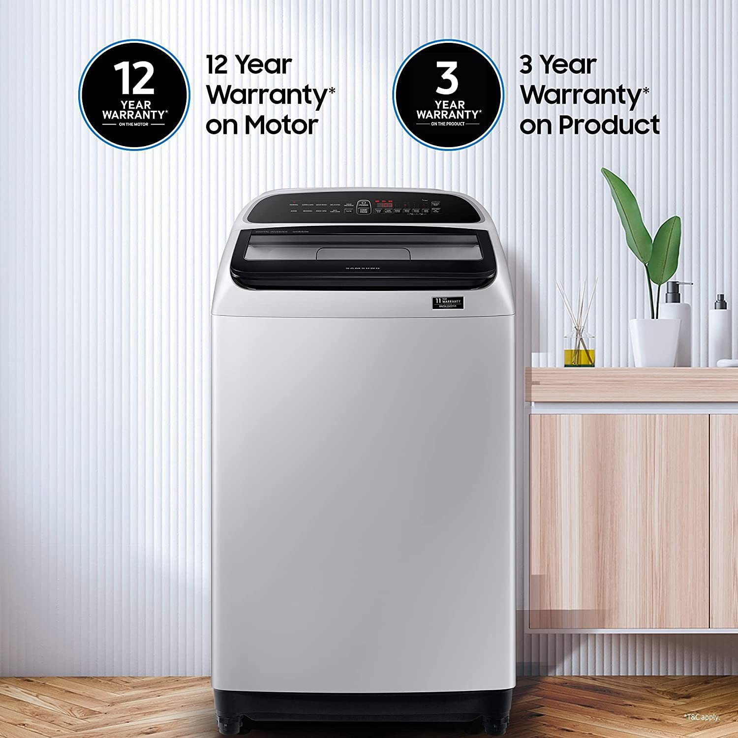 Image of Samsung 10 kg 5 Star With Wobble Technology and Digital Inverter Fully Automatic Top Load Washing Machine Grey