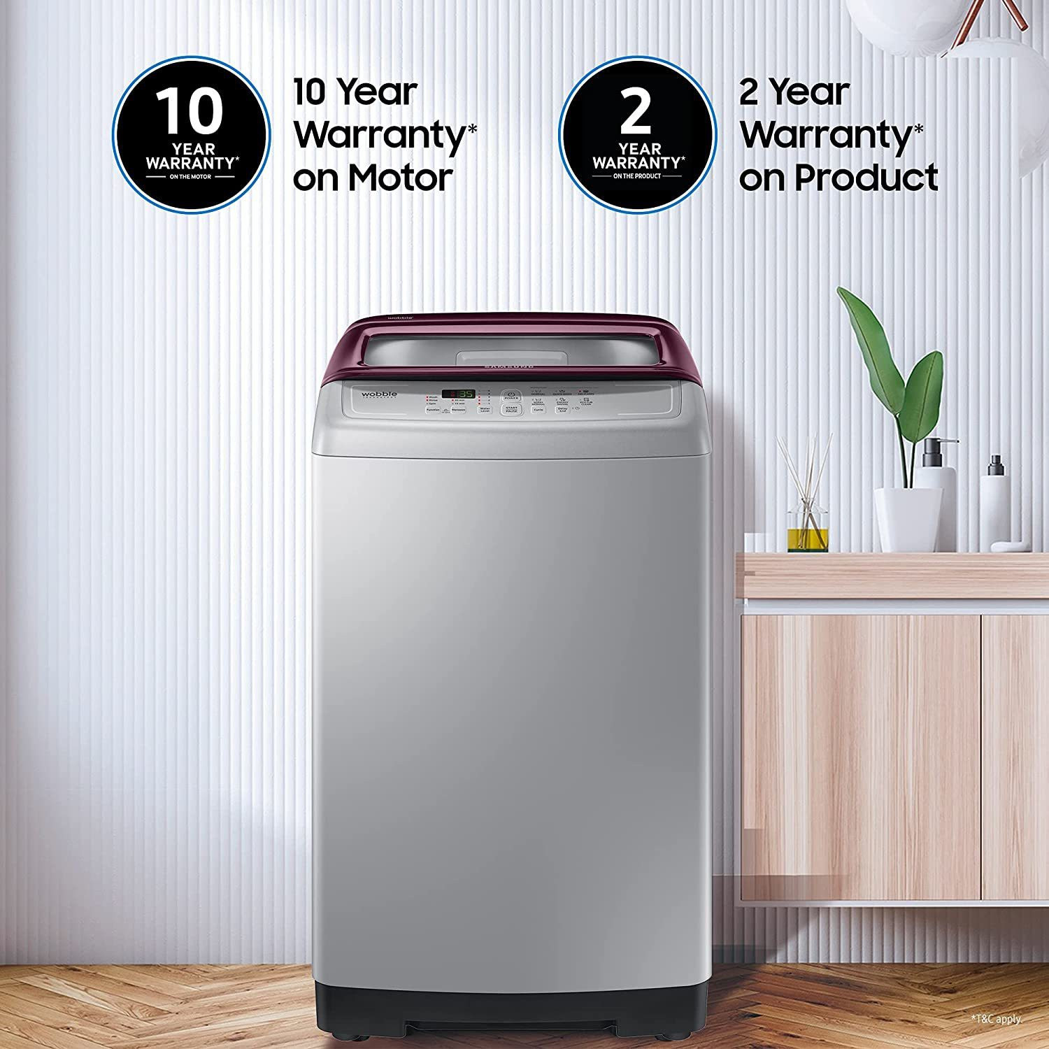 Image of Samsung 7.5 kg Wobble Technology with Diamond Drum Fully Automatic Top Load Washing Machine Silver