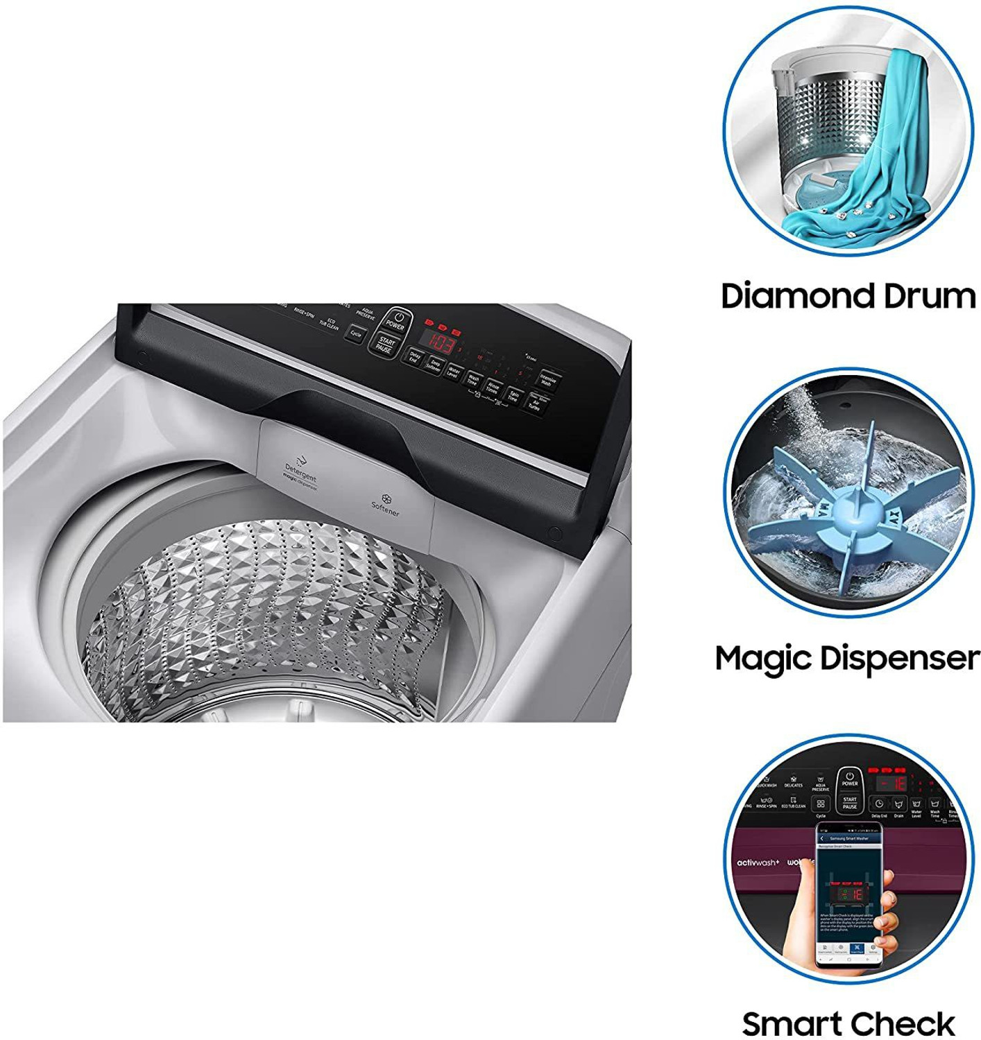 Image of Samsung 10 kg 5 Star With Wobble Technology and Digital Inverter Fully Automatic Top Load Washing Machine Grey