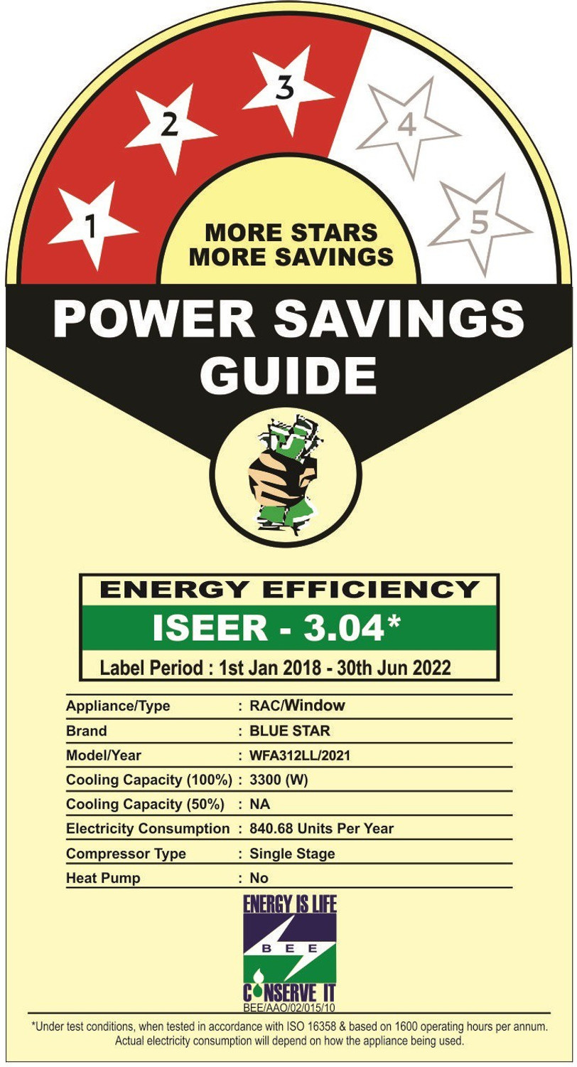 Image of Blue Star 1 Ton 3 Star Window AC - White (WFA312LL, Copper Condenser)