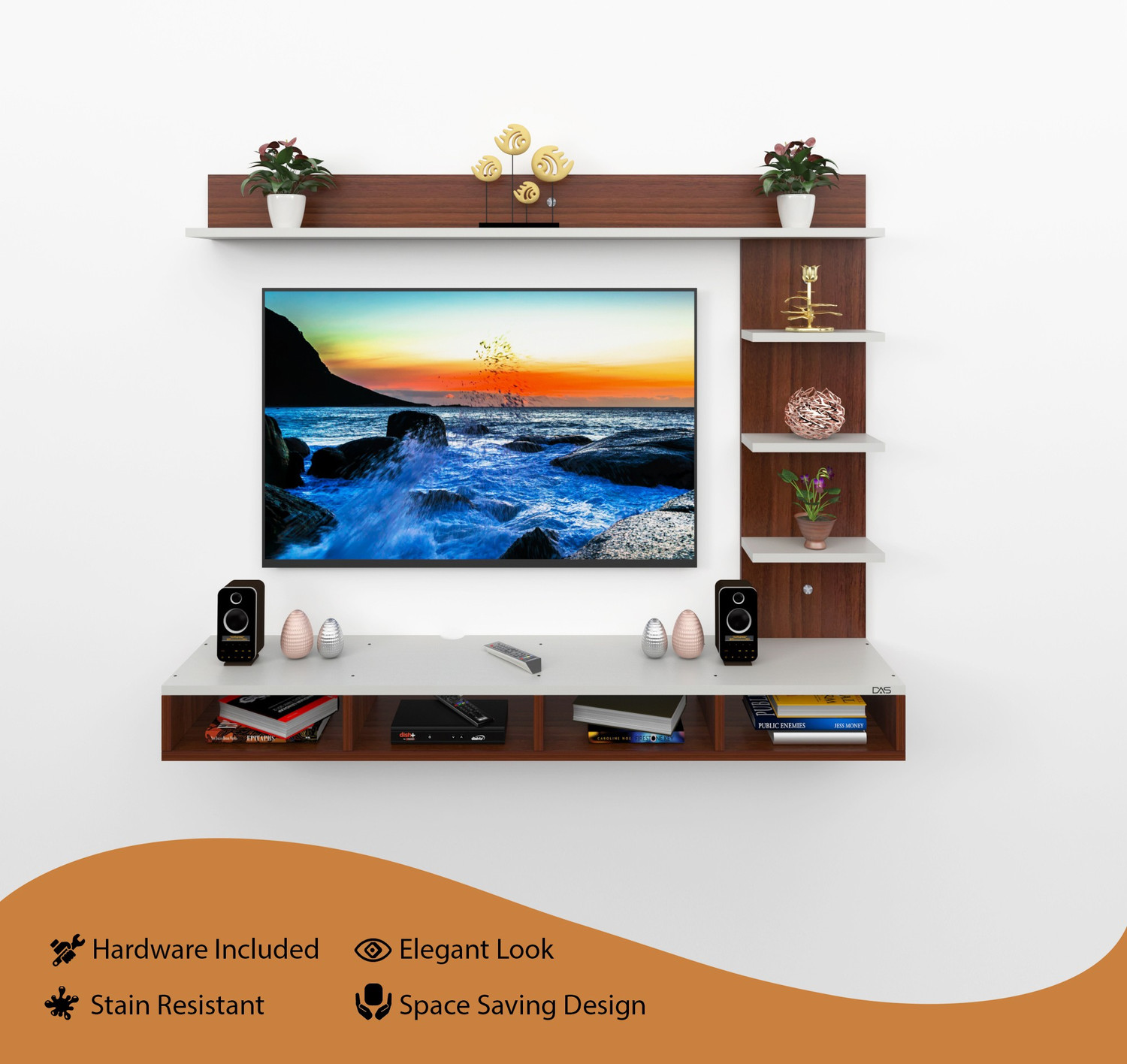 Image of Das Ambient With LED Light modern Engineered Wood TV Entertainment Unit