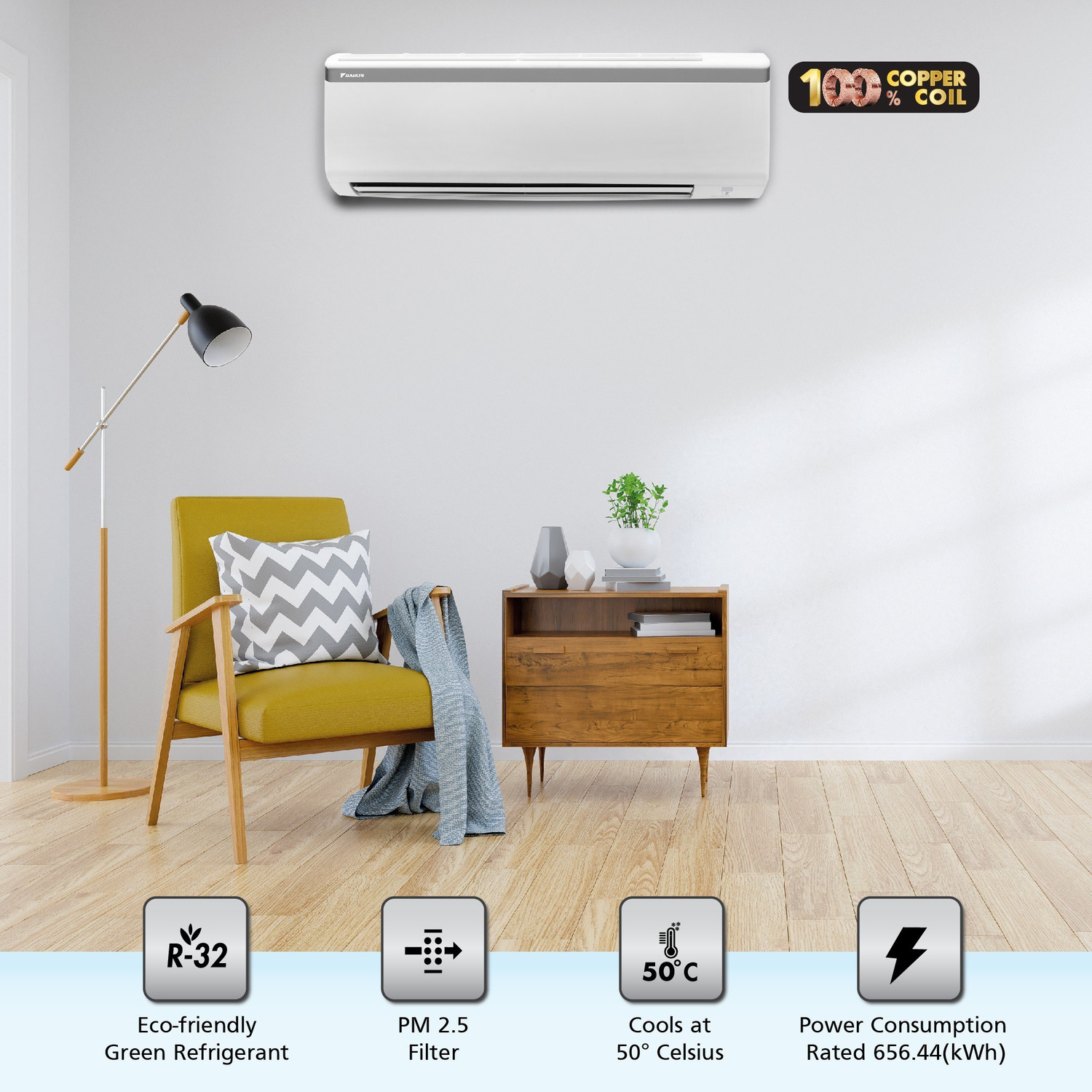 Image of Daikin 2022 Model 1 Ton 3 Star Split AC