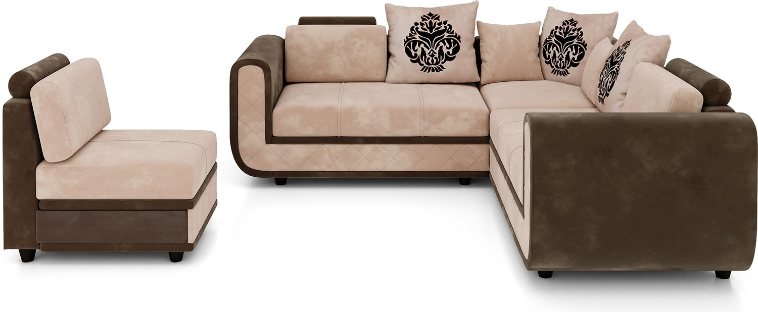 Image of Bharat Lifestyle 777 L Shape Fabric 6 Seater Sofa