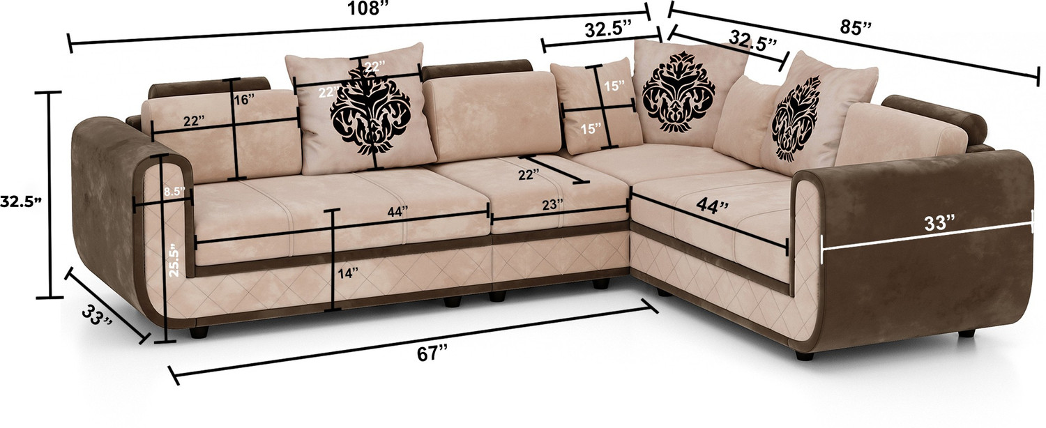 Image of Bharat Lifestyle 777 L Shape Fabric 6 Seater Sofa