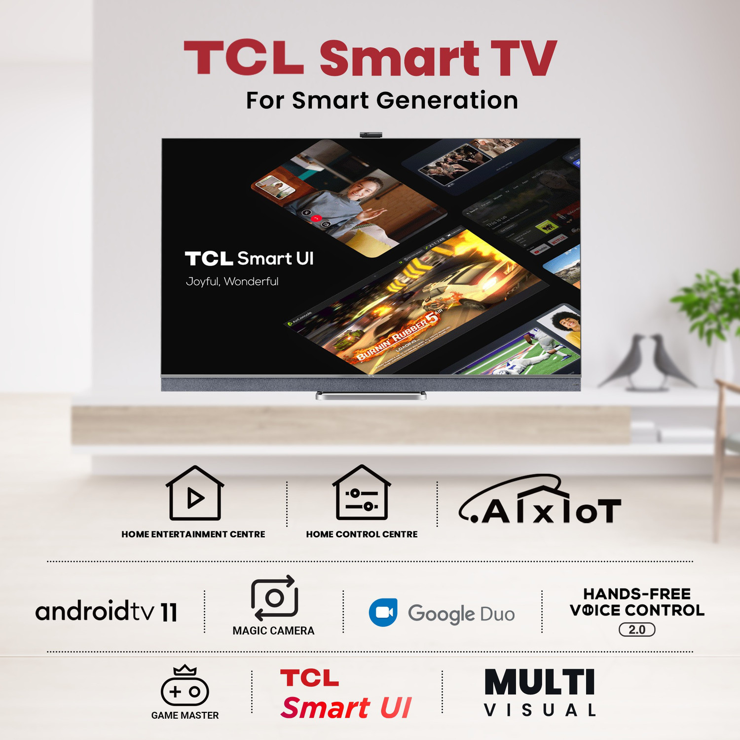 Image of TCL C825 164 cm (65 inch) QLED Ultra HD (4K) Smart Android TV (Graphite Grey) (2021 Model) | Mini LED with Video Call Camera (65C825)