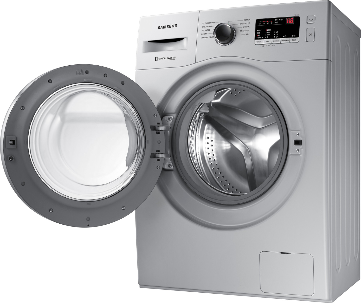 Image of Samsung 6 kg Inverter, 5 star, Hygiene Steam, Digital Inverter Fully Automatic Front Load Washing Machine with In-built Heater Silver