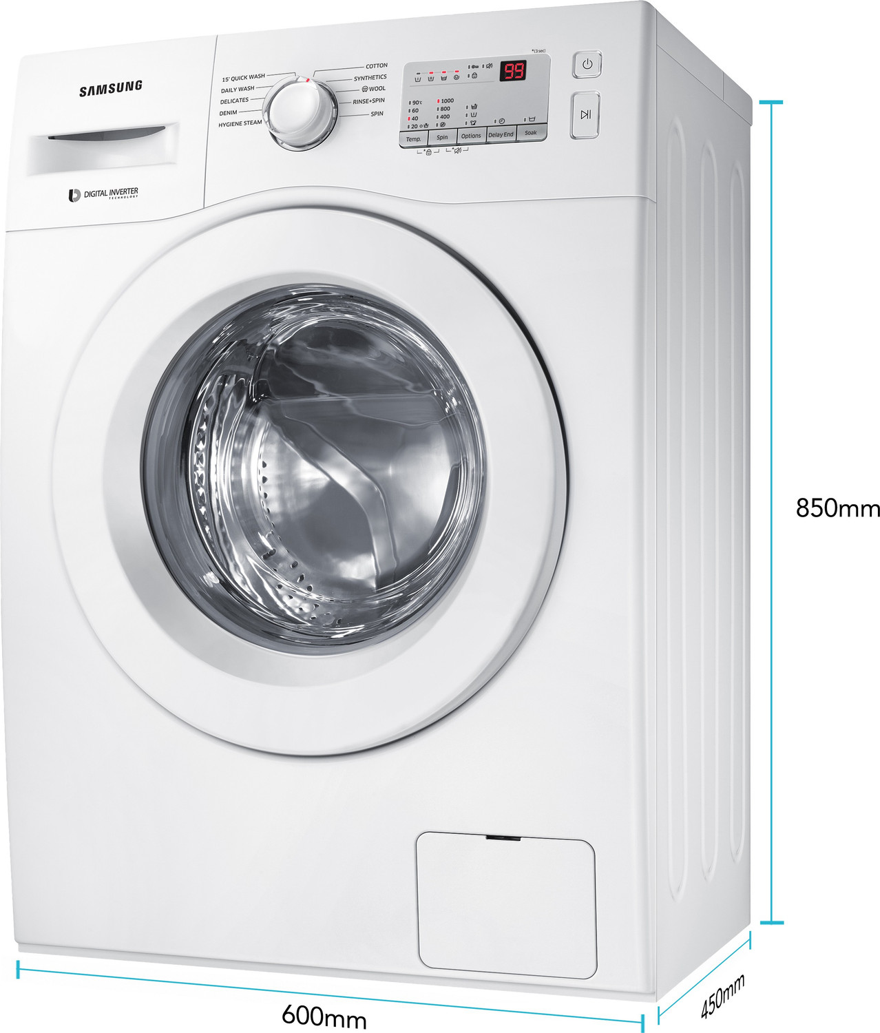Image of Samsung 6 kg Inverter 5 Star Hygiene Steam Fully Automatic Front Load Washing Machine with In-built Heater White