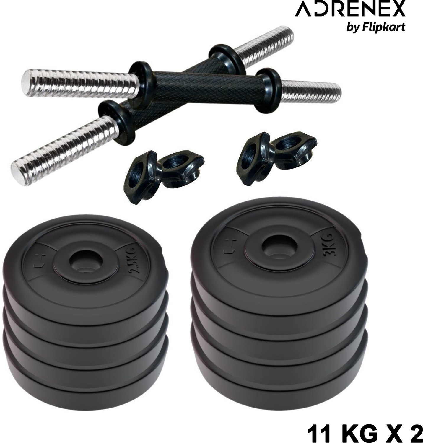 Image of Adrenex 26 Kg PVC Weight Plates with One Pair Rod Adjustable Dumbbell (26 kg)