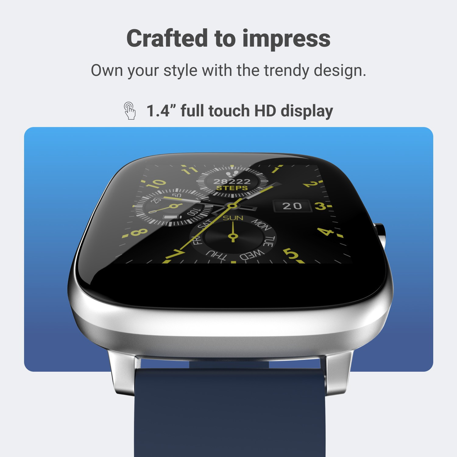 Image of Noise Qube with 1.4 inch Full Touch display, Multi-Sports modes, 7-day Battery,Spo2 Smartwatch