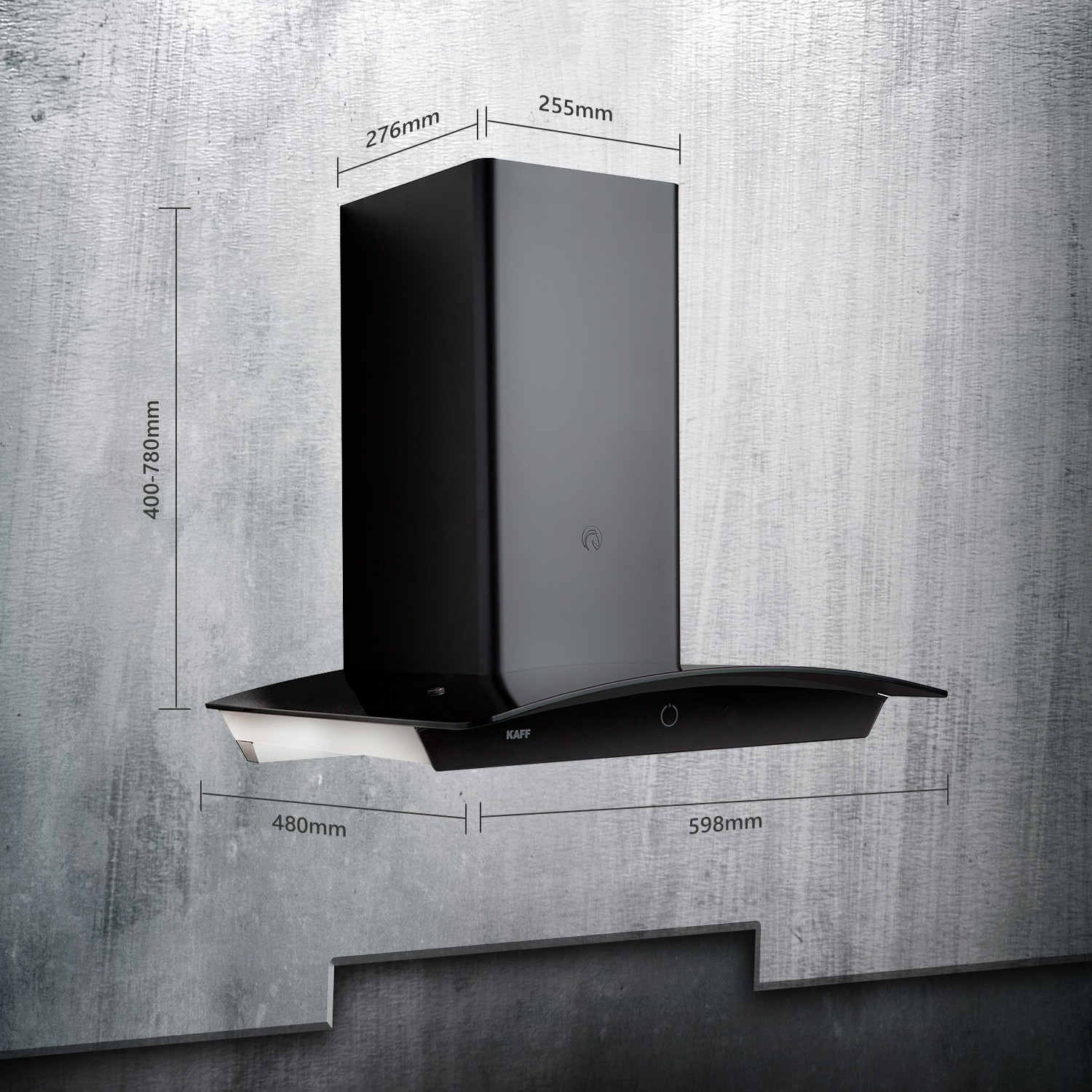 Image of Kaff Rosett DHC 60 Filterless Auto Clean Wall Mounted Black 1180 CMH Chimney