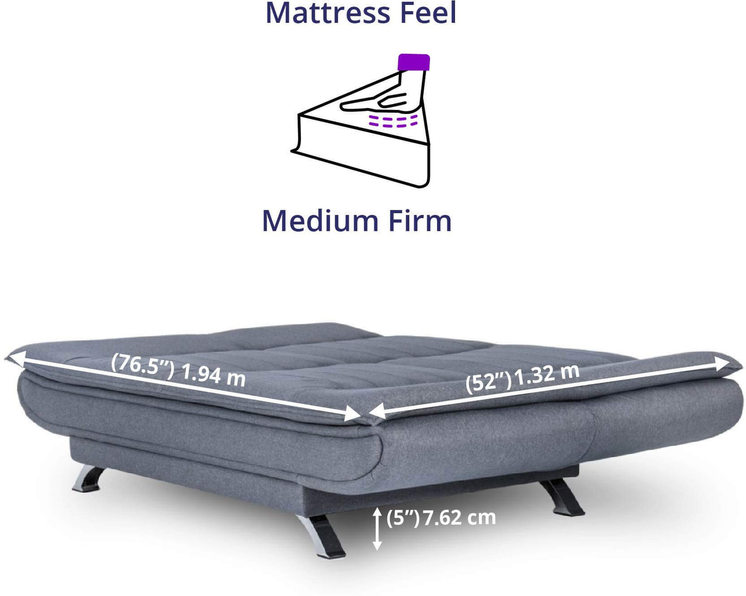 Image of Wakefit Amoeba 3 Seater Double Solid Wood Fold Out Sofa Cum Bed